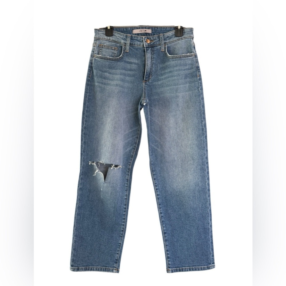 Joe’s high waisted straight leg distressed jeans